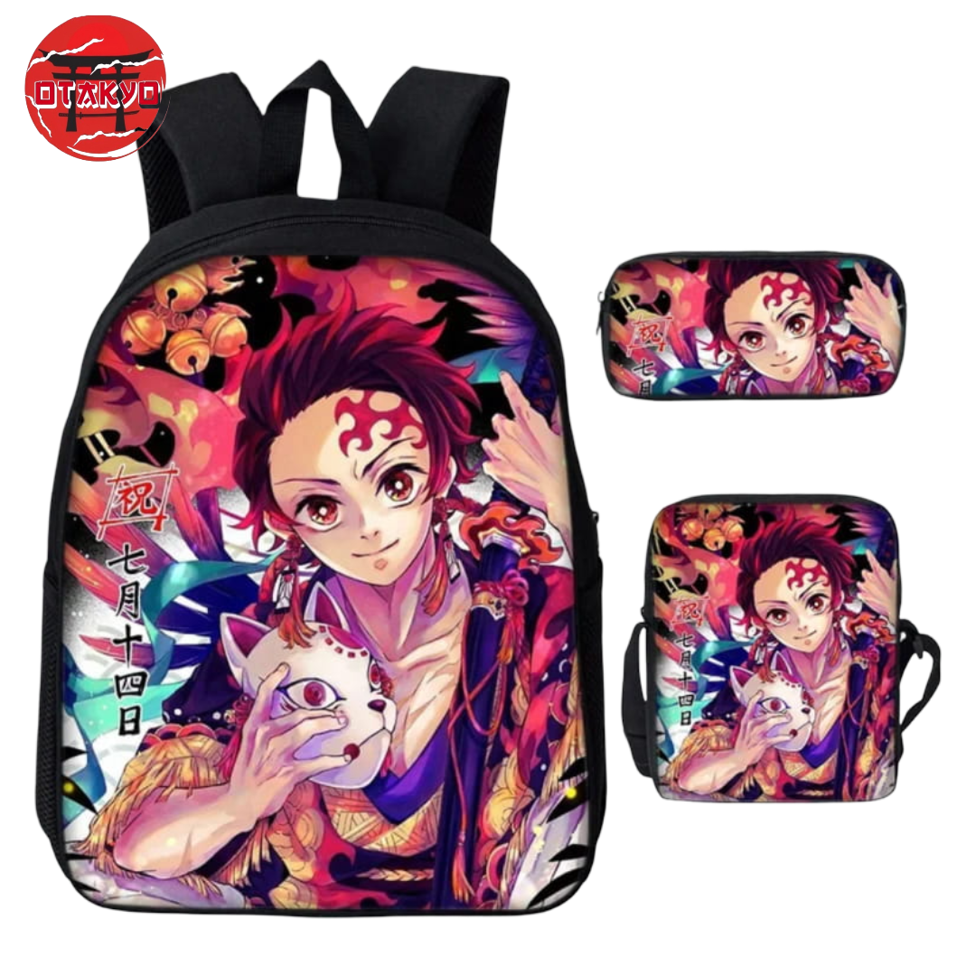 Cartable avec Trousse et Sacoche Tanjiro Pillier du Soleil - Demon Slayer™