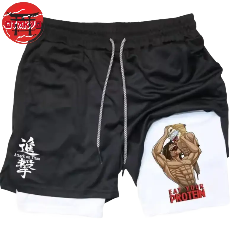 Short Eat Your Protein Noir et Blanc - Attaque des Titans™