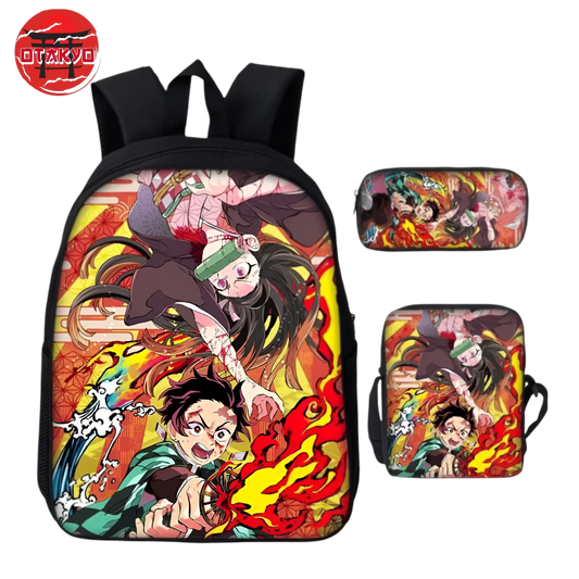 Cartable avec Trousse et Sacoche Nezuko x Tanjiro Kamado - Demon Slayer™
