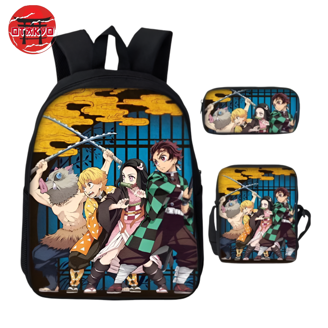 Cartable avec Trousse et Sacoche Pourfendeurs de Démon - Demon Slayer™