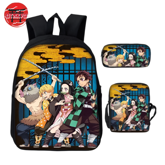 Cartable avec Trousse et Sacoche Pourfendeurs de Démon - Demon Slayer™