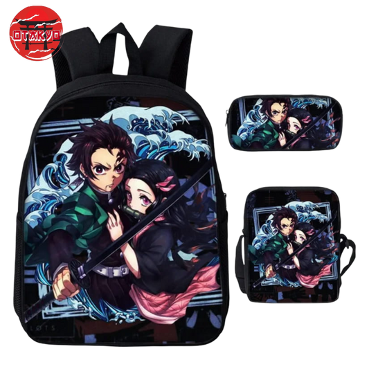 Cartable avec Trousse et Sacoche Tanjiro & Nezuko - Demon Slayer™