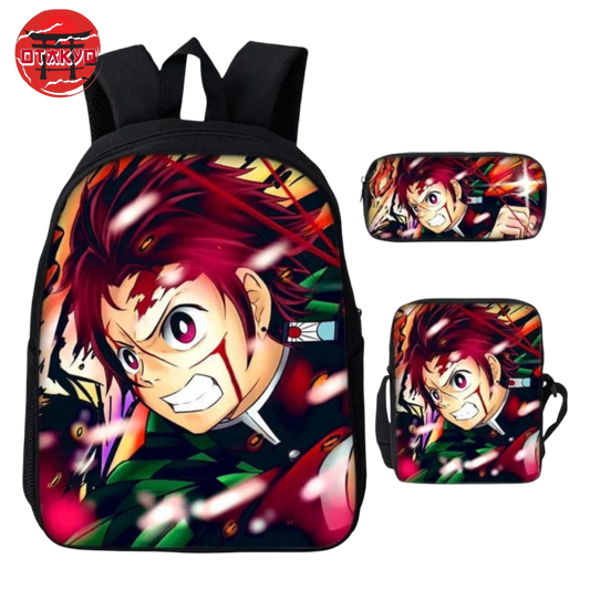 Cartable avec Trousse et Sacoche Tanjiro Kamado Danse du Feu - Demon Slayer™