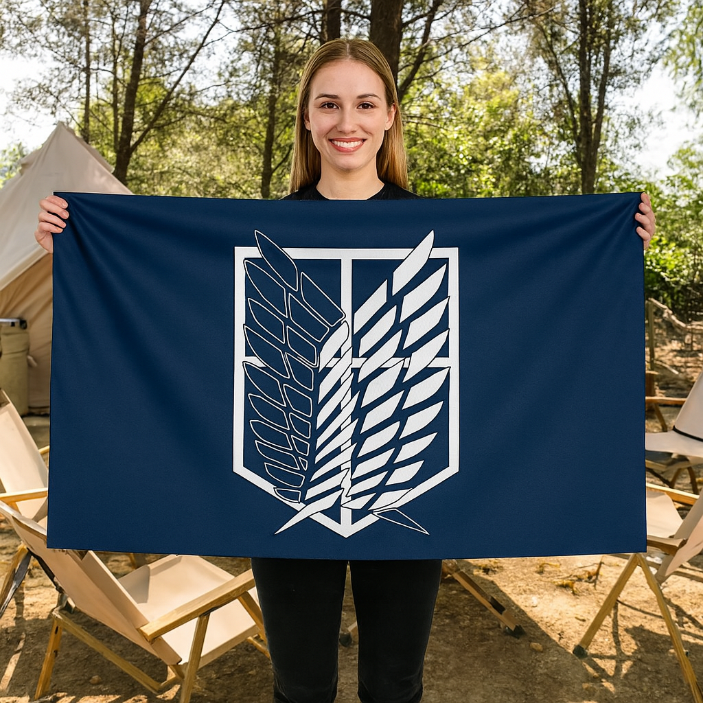 Drapeau Bataillon D’Exploration "Emblème Des Ailes De La Liberté" – L’Attaque Des Titans™