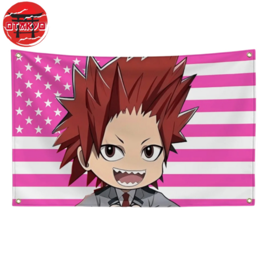 Drapeau Eijiro Kirishima "Style Chibi Étudiant" - My Hero Academia™