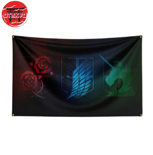 Drapeau Emblèmes Des Trois Brigades - L’Attaque Des Titans™