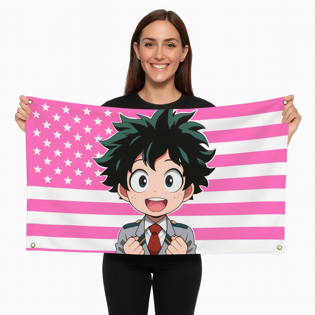 Drapeau Izuku Midoriya "Style Chibi Étudiant" – My Hero Academia™