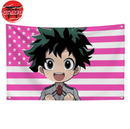 Drapeau Izuku Midoriya "Style Chibi Étudiant" - My Hero Academia™