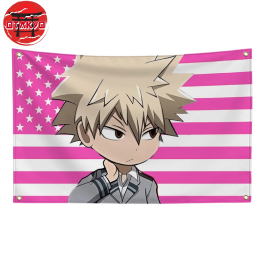 Drapeau Katsuki Bakugo "Style Chibi Étudiant" - My Hero Academia™