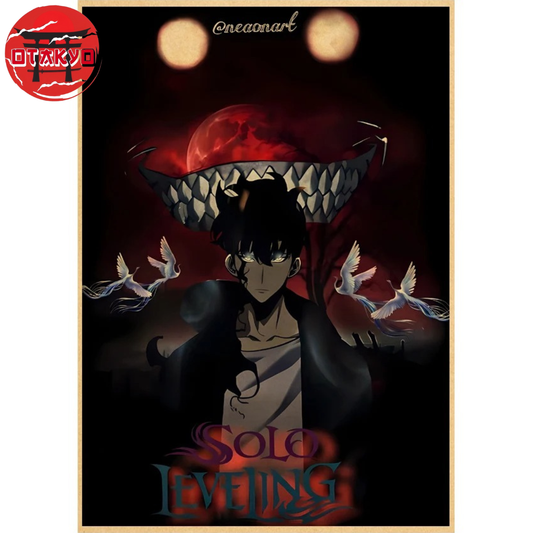 Poster Sung Jinwoo "Sous La Lune Rouge" – Solo Leveling™