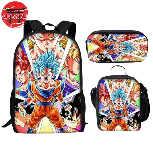 Cartable avec Trousse et Sacoche Les Transformations de Goku - Dragon Ball Z™