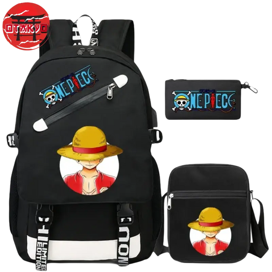 Cartable avec Trousse et Sacoche Luffy Chapeau de Paille - One Piece™