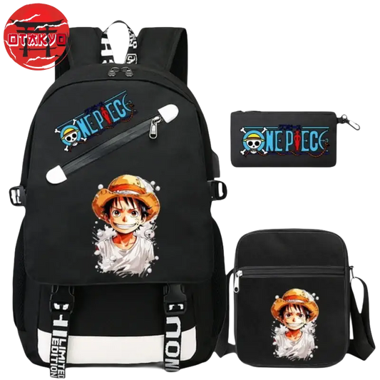 Cartable avec Trousse et Sacoche Luffy - One Piece™