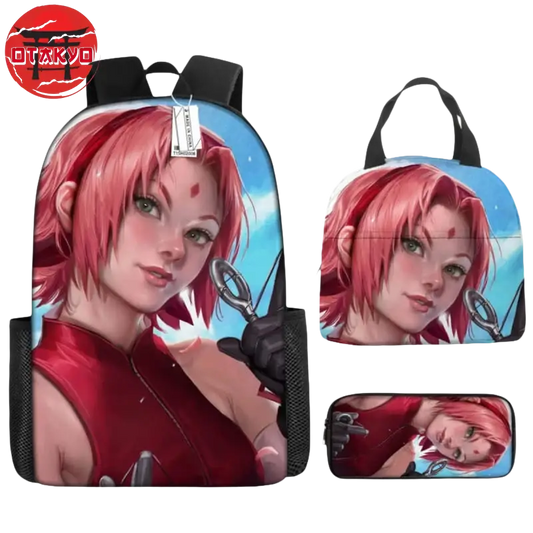 Cartable avec Trousse et Sacoche Sakura Realist Art - Naruto Shippuden™