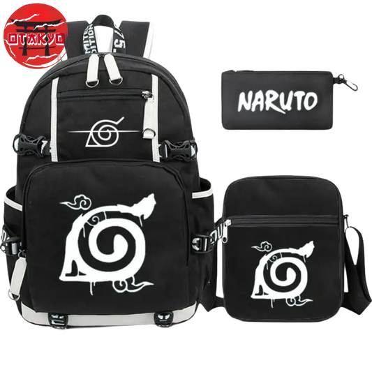 Cartable avec Trousse et Sacoche Symbole de Konoha - Naruto Shippuden™