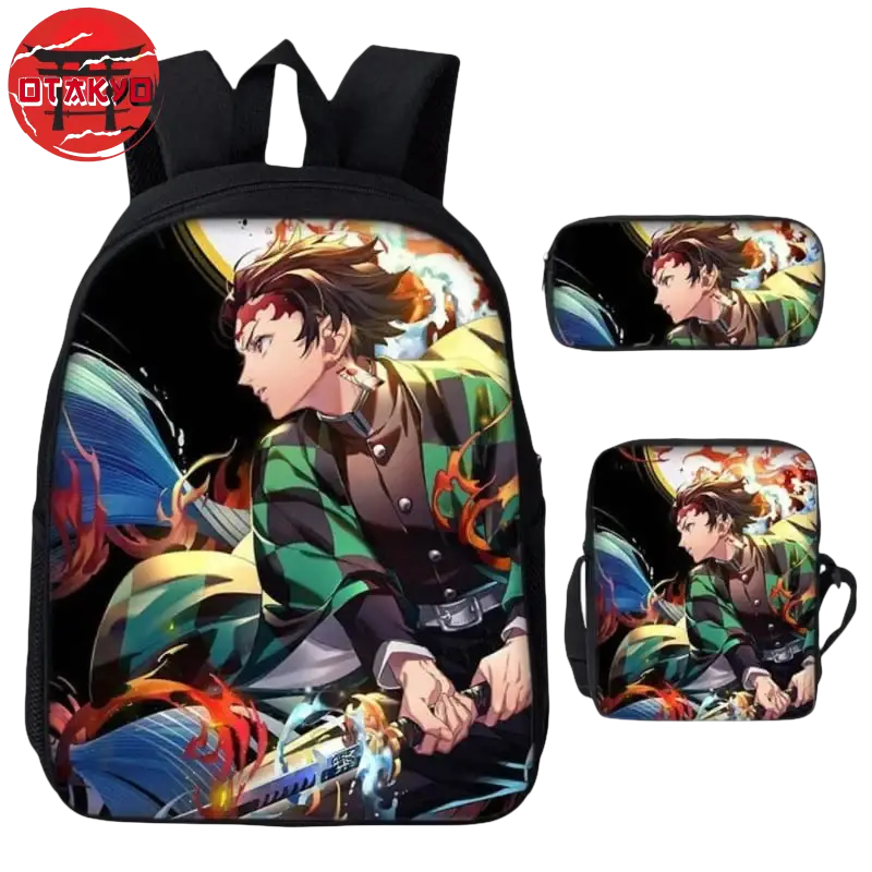 Cartable avec Trousse et Sacoche Tanjiro Feu & Eau - Demon Slayer™