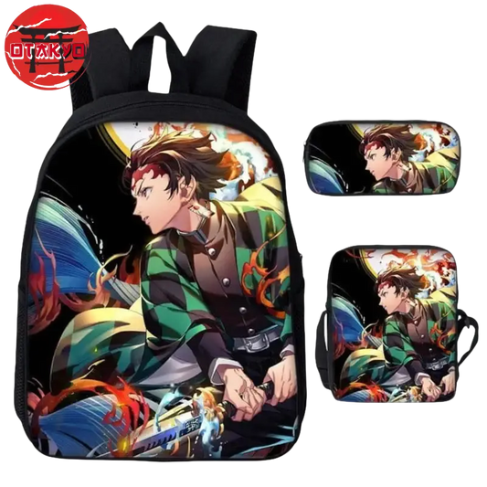 Cartable avec Trousse et Sacoche Tanjiro Feu & Eau - Demon Slayer™