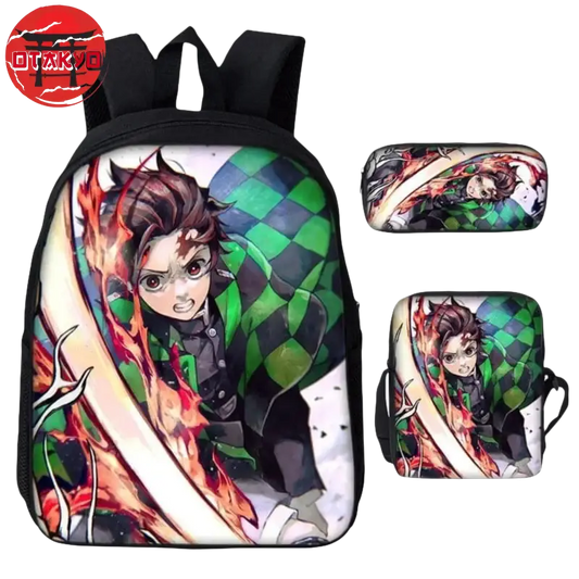 Cartable avec Trousse et Sacoche Tanjiro Le Pilier du Soleil - Demon Slayer™