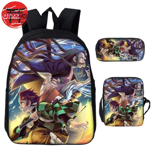 Cartable avec Trousse et Sacoche Tanjiro & Nezuko Kamado - Demon Slayer™
