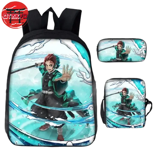 Cartable avec Trousse et Sacoche Tanjiro Souffle de l'Eau - Demon Slayer™