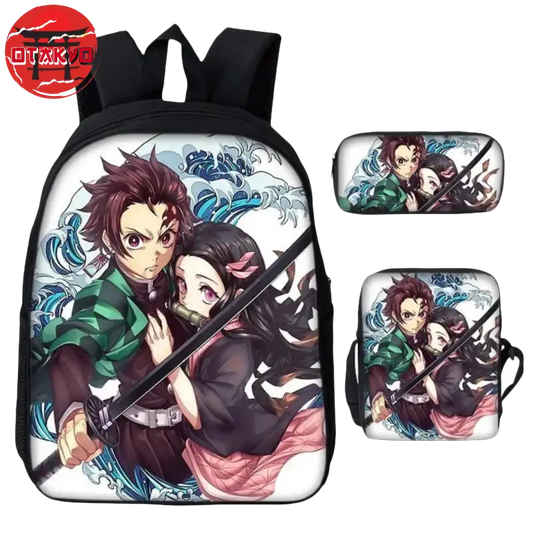 Cartable avec Trousse et Sacoche Tanjiro x Nezuko Kamado Chasseurs de Démon - Demon Slayer™