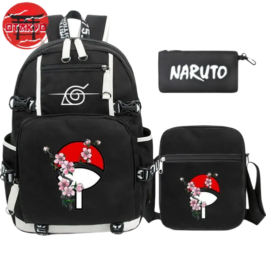 Cartable avec Trousse et Sacoche Uchiwa - Naruto Shippuden™