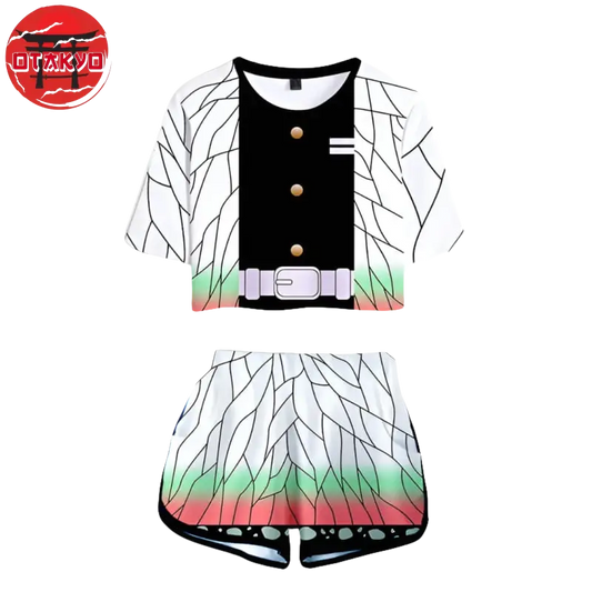 Pyjama Femme Kocho Blanc et Noir - Demon Slayer™