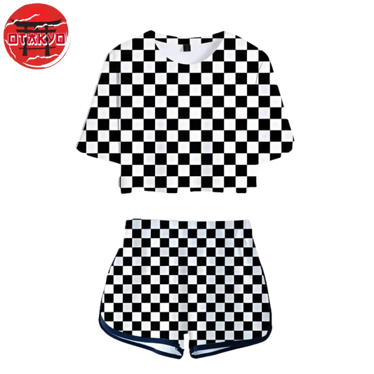 Pyjama Femme Tanjiro à carreaux noir et blanc - Demon Slayer™