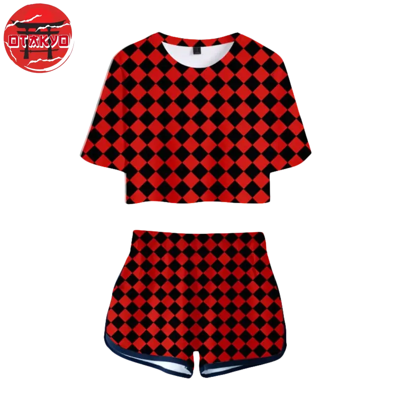 Pyjama Femme Tanjiro à carreaux rouge - Demon Slayer™