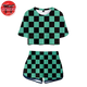 Pyjama Femme Tanjiro à carreaux vert - Demon Slayer™