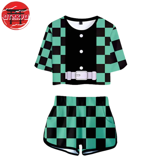 Pyjama Femme Tanjiro vert et noir - Demon Slayer™