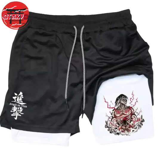 Short Eren "Titan Assaillant" Noir et Blanc - Attaque des Titans™