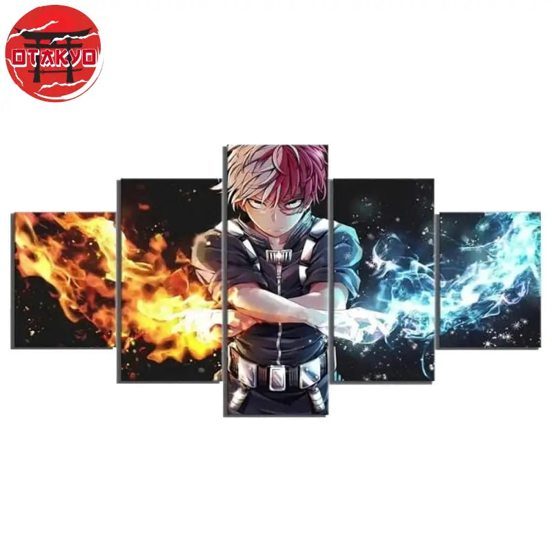tableau-my-hero-academia-shoto-salon-décoation-chambre-feu-glace