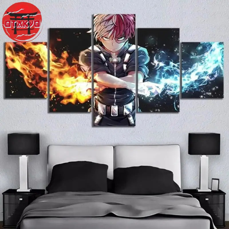 tableau-my-hero-academia-shoto-salon-décoation-chambre-feu-glace