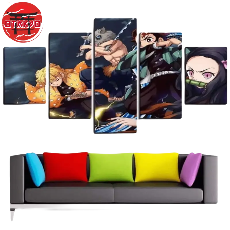 Tableau Tanjiro, Nezuko, Zenitsu et Inosuke - Demon Slayer