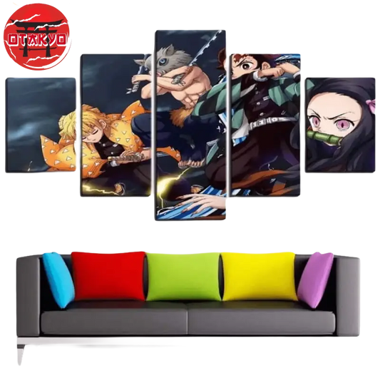 Tableau Tanjiro, Nezuko, Zenitsu et Inosuke - Demon Slayer