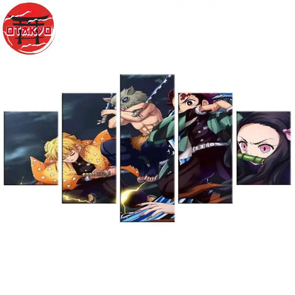 Tableau Tanjiro, Nezuko, Zenitsu et Inosuke - Demon Slayer